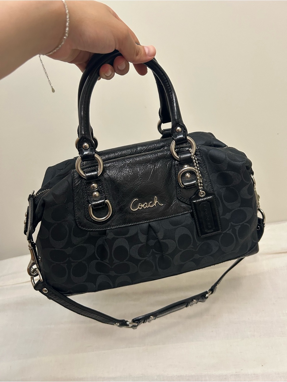Y2k Coach Asheley Black Signature Shoulder Bag